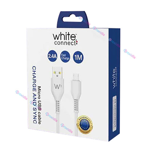 MICRO USB CABLE 1M 2.4A WHITE CONNECT