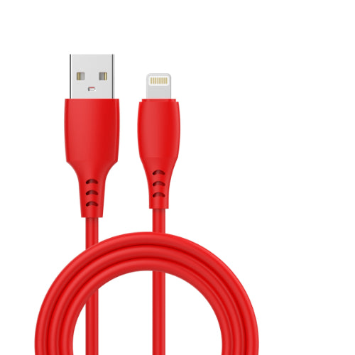 SILICONE LIGHTING 2.4A QUICK CHARGE USB CABLE 1M, RED-WAVE