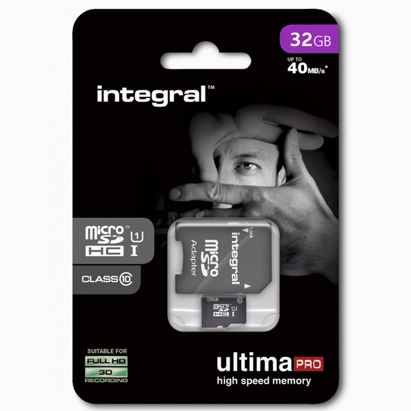 INTEGRAL 32GB MICRO SDHC CARD WITH CLASS 10 ADAPTER UP TO 90MB/S