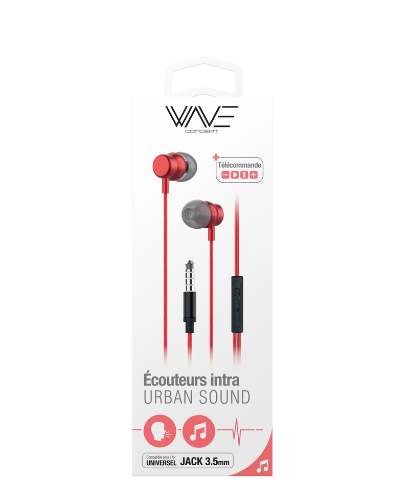 URBAN SOUND ALUMINUM IN-EAR WIRED EARPHONES RED