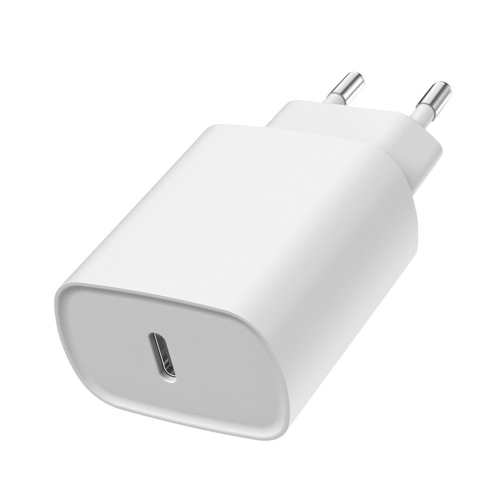 20W USB-C PORT MAINS CHARGER PACK + WHITE USB-C TO USB-C CABLE