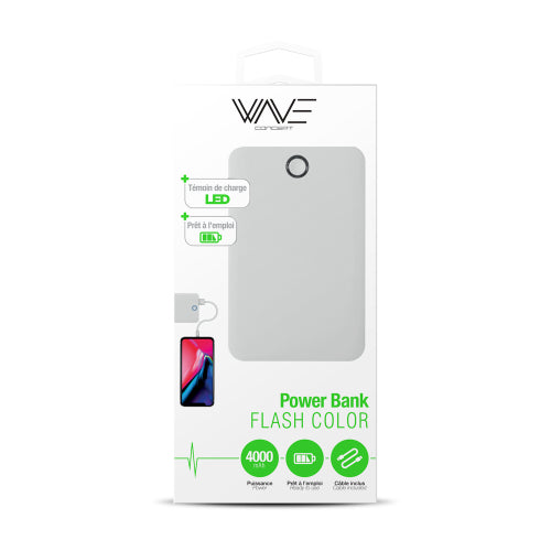 POWER BANK 4000MAH, WHITE-WAVE