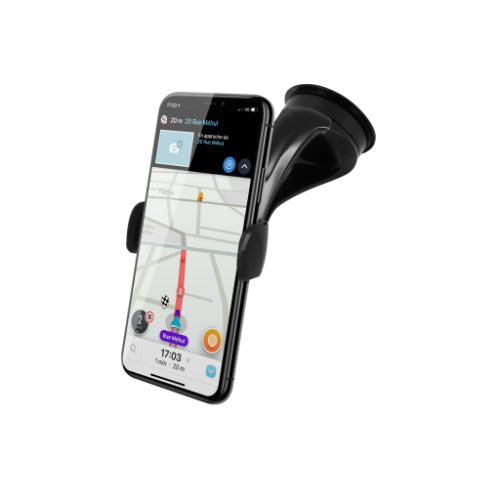 WINDSHIELD TYPE CAR PHONE HOLDER WITH SUCTION CUP, BLACK-WAVE