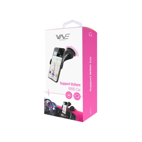 WINDSHIELD TYPE CAR PHONE HOLDER WITH SUCTION CUP, BLACK-WAVE